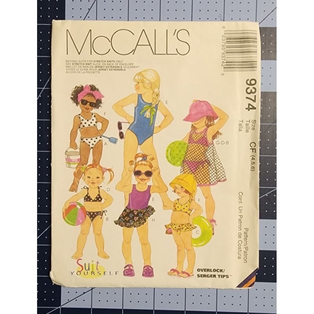 Vintage McCalls 9374 Kids Toddler Swimwear Sewing Pattern One Two Piece Size 4-6